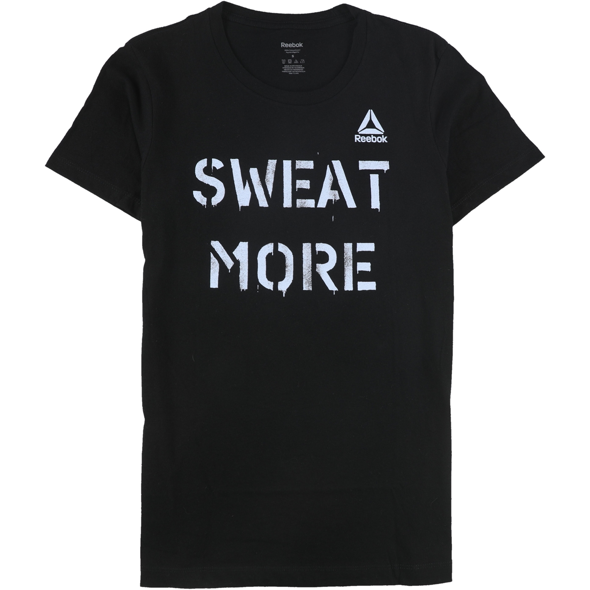 Reebok Womens Sweat More Graphic T-Shirt, Black, Small